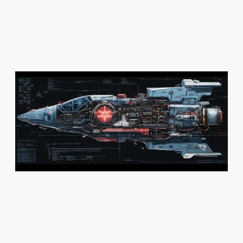 Detailed Cutaway of Futuristic Sci-Fi Spaceship Coffee Mug