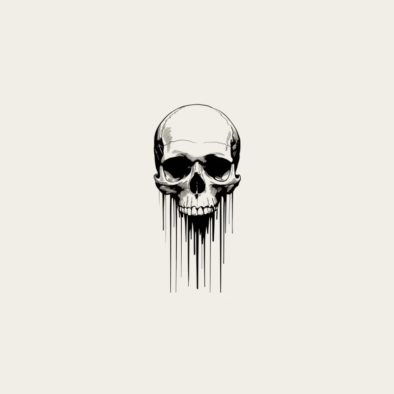 Dripping Monochrome Skull: Gothic Dark Art Illustration Bucket Hat