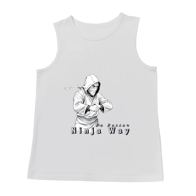 Masked Ninja Warrior in White Hood - The Ninja Way Male Tank Top