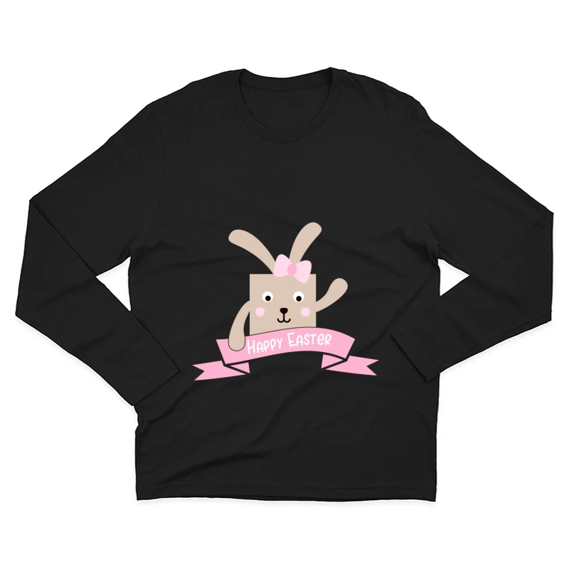 Lapin de Pâques avec Bannière Homme Manches Longues T-Shirt