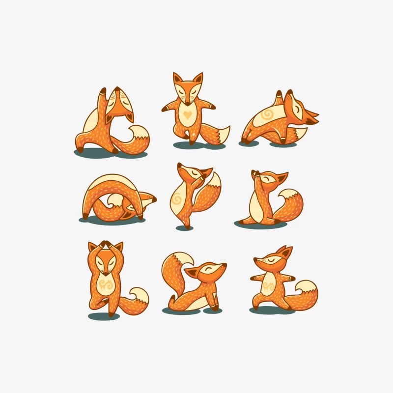 Renards mignons en yoga Femme Manches Longues T-Shirt