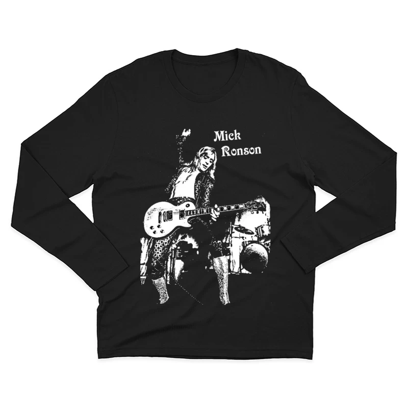 Black and White Sketch of Rock Musician with Electric Guitar Male Long Sleeve T-Shirt