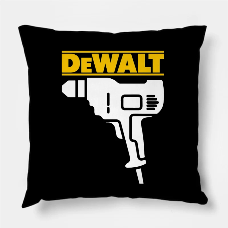 DeWalt Power Tool Drill Silhouette Design Throw Pillow