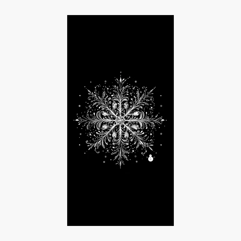 Intricate Black and White Snowflake: A Symmetrical Winter Ornament iPhone Case