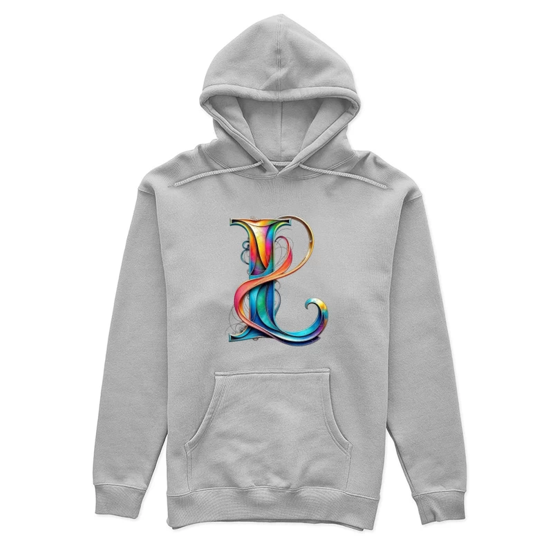 Ornate Rainbow Letter P with Decorative Swirls Female Pullover Hoodie