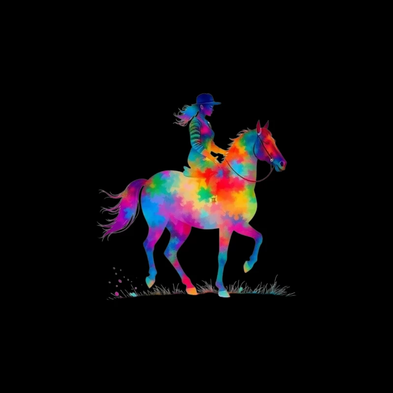 Colorful Horse Rider Travel Mug