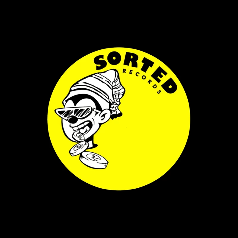 Sorted Records Label Logo with Cool Cartoon DJ Character Mouse Pad