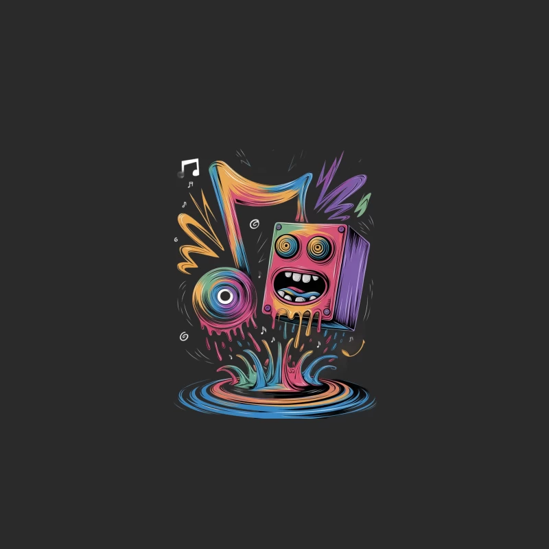 Colorful Surreal Music Monster Abstract Illustration Baseball Cap