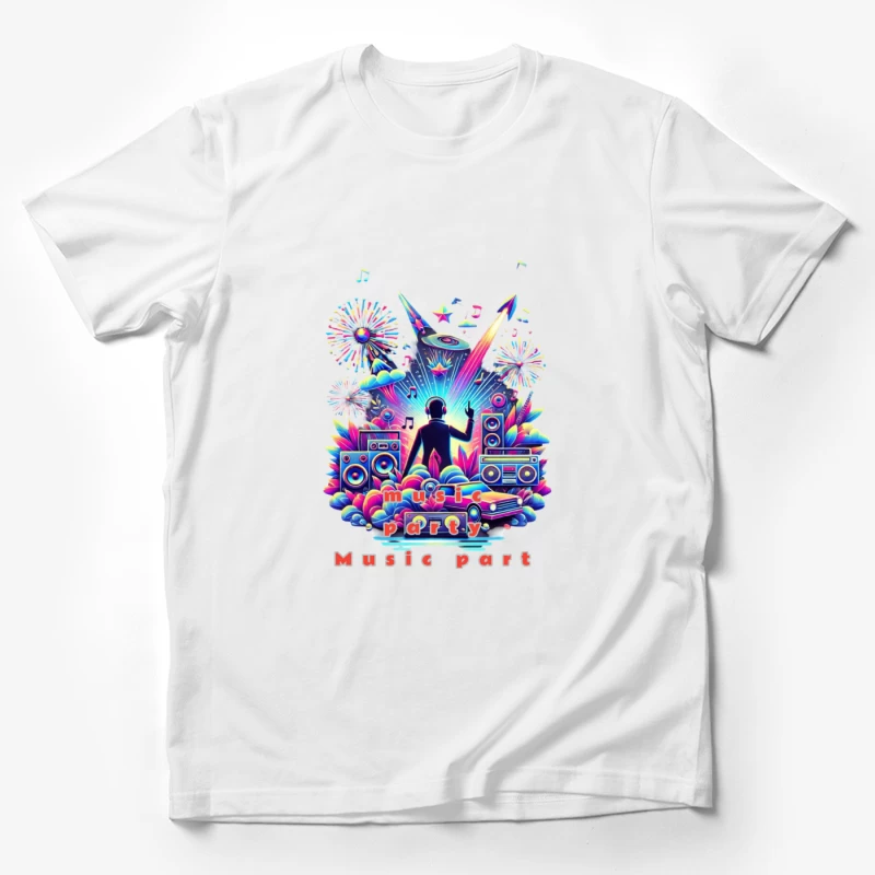 Neon Retro DJ Music Party Illustration Male T-Shirt