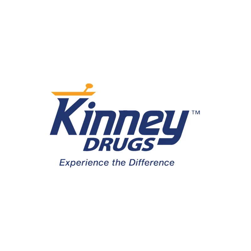 Kinney Drugs Pharmacy Logo with Blue Text and Orange Accent Throw Pillow