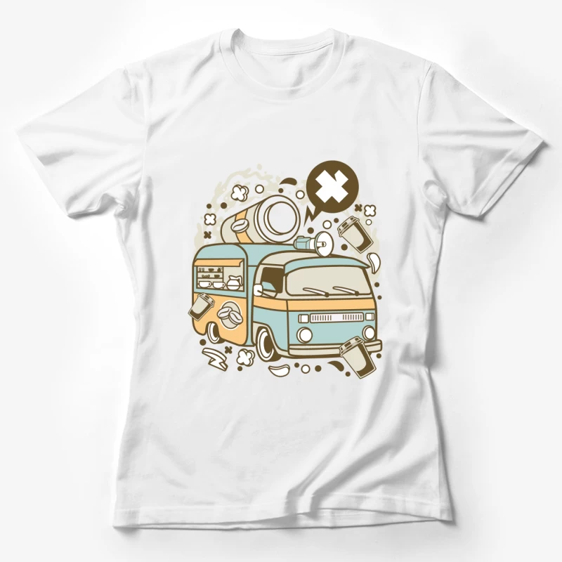 Van rétro avec café et accessoires Femme T-Shirt