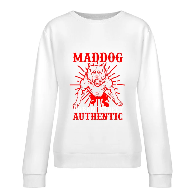 T-shirt authentique de style urbain avec motif de chien Femme Sweat-shirt à enfiler