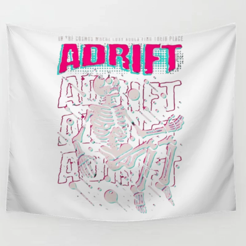 Adrift Skeletal Typography Design in Retro Punk Style Tapestry