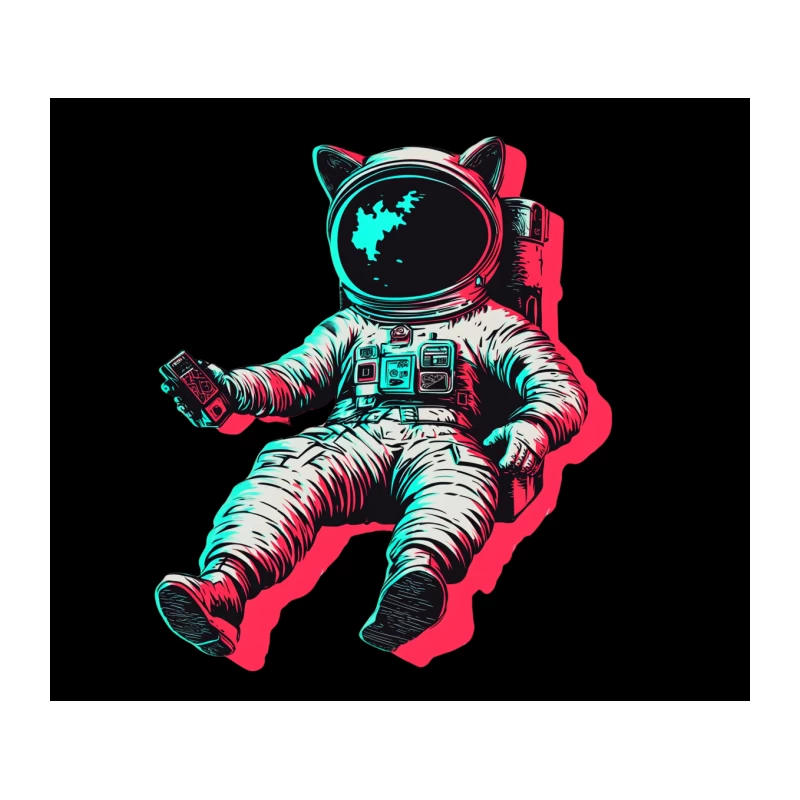 Retro Cosmic Cat Astronaut Taking a Selfie Tapestry