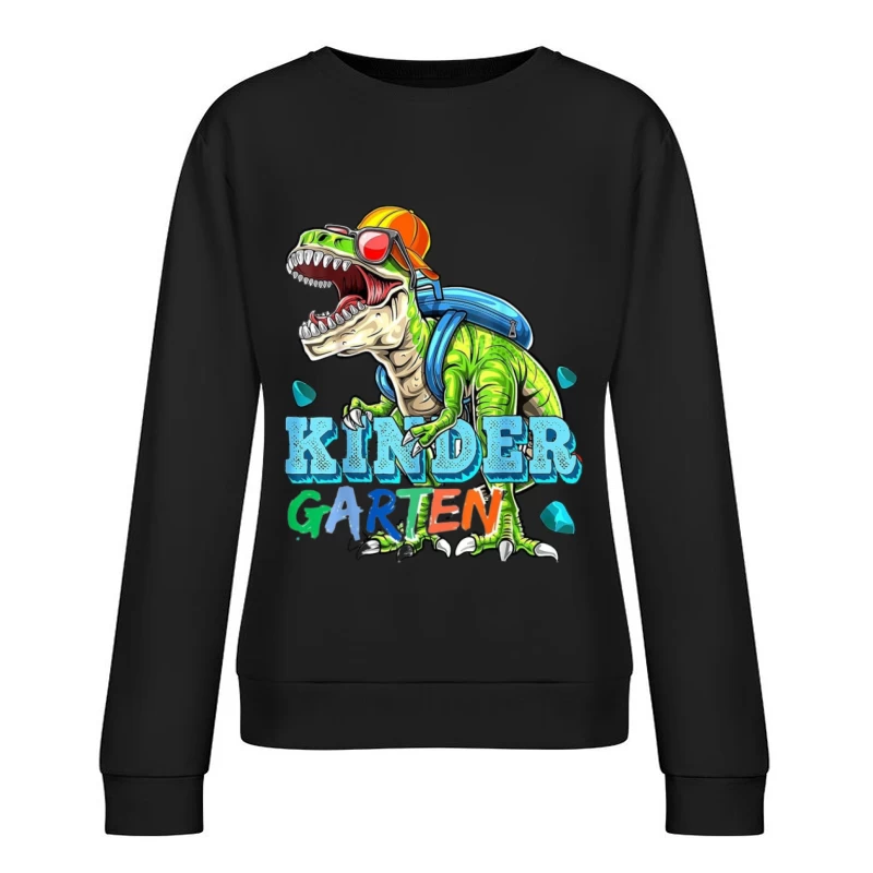 Dinosaurier mit Rucksack im Kindergarten Damen Pullover Sweatshirt