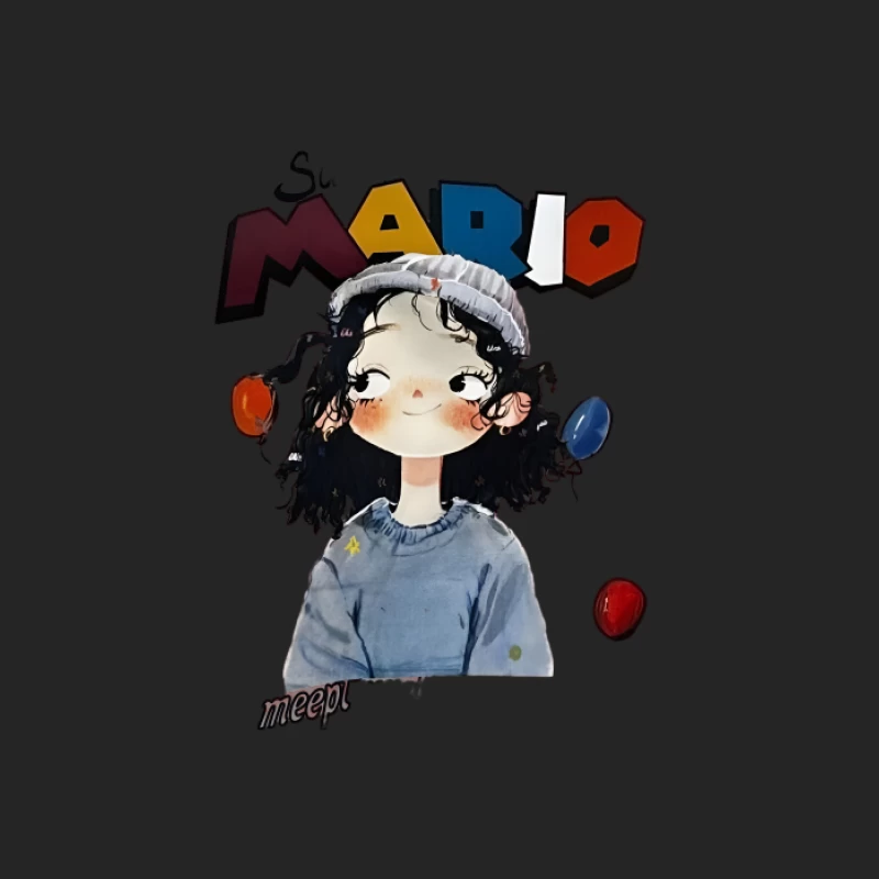 Jeune fille ludique avec bonnet et inscription Mario Homme Sweat-shirt à enfiler