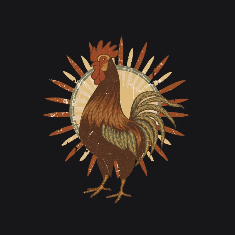 Vintage Sun Rooster T-Shirt Male Pullover Hoodie