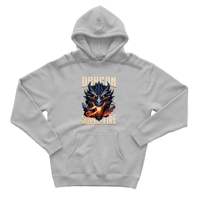 Menacing Dragon Head with Super Fire Flames Male Pullover Hoodie