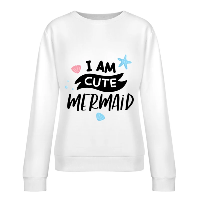 Illustration mignonne de sirène avec étoiles de mer Femme Sweat-shirt à enfiler
