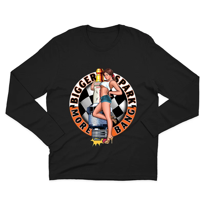 Retro Pin-Up Automotive Spark Plug Design Male Long Sleeve T-Shirt