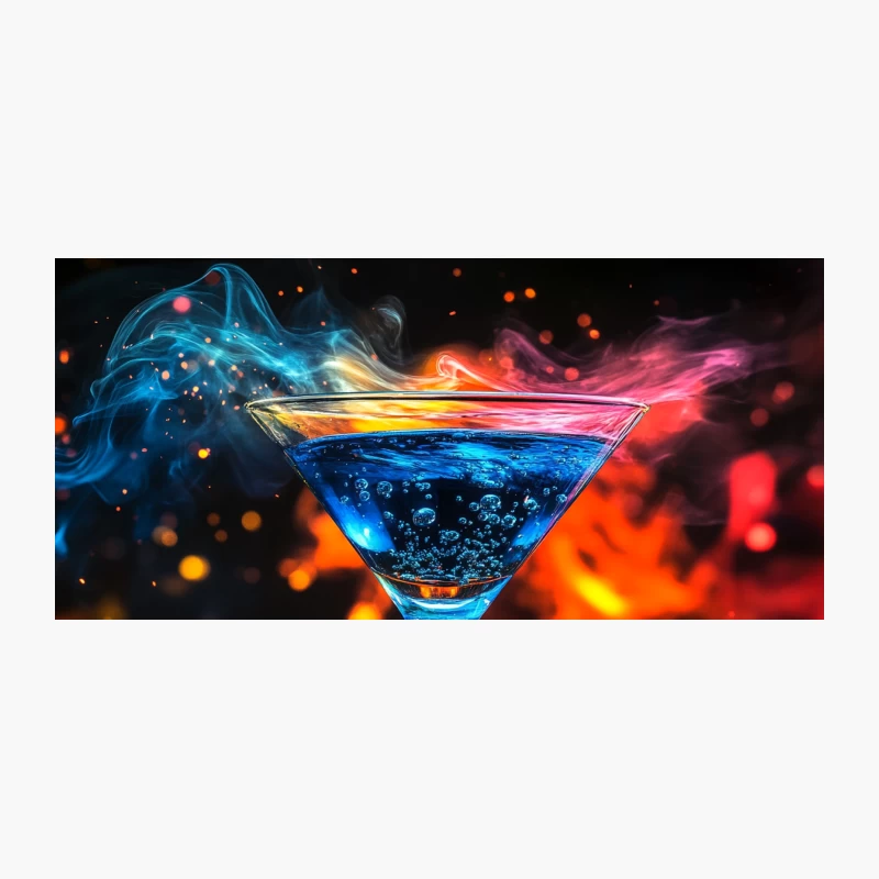 Vibrant Blue Cocktail with Colorful Smoke in Martini Glass Coffee Mug