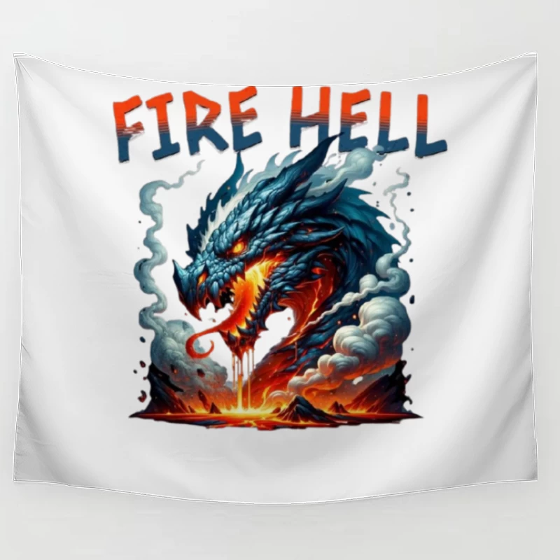 Fire Hell Dragon with Glowing Flames Tapestry