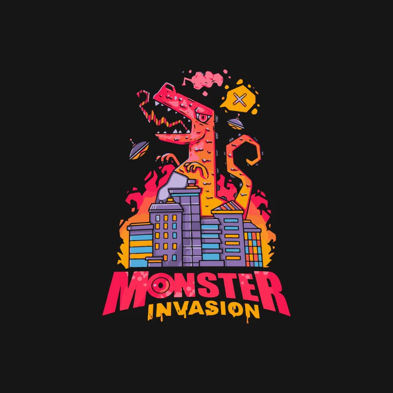 Monster Invasion: A Colorful Cartoon Illustration Male Long Sleeve T-Shirt