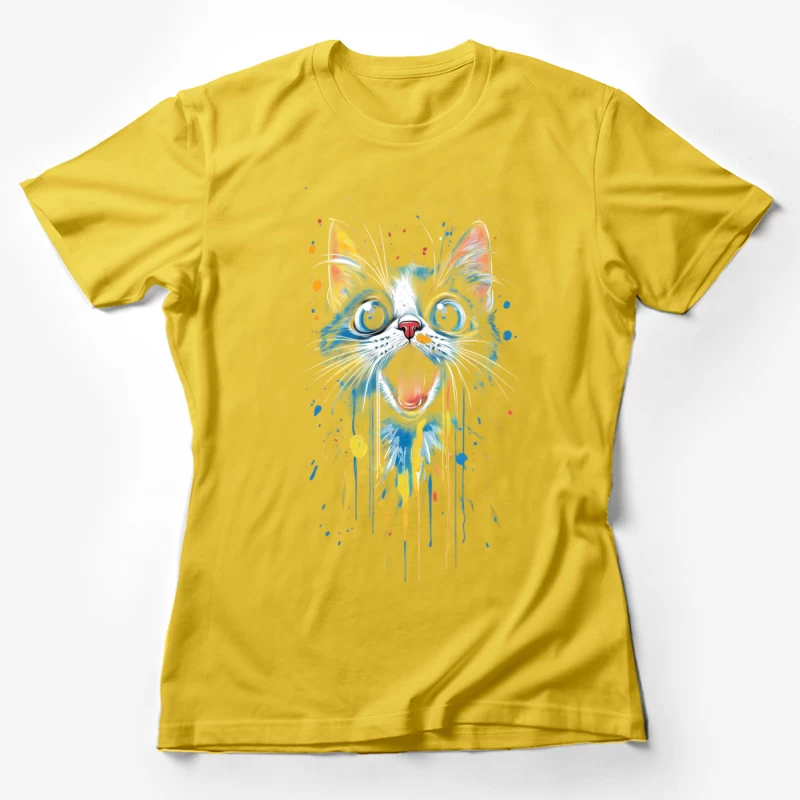 Colorful Cat Artwork Female T-Shirt