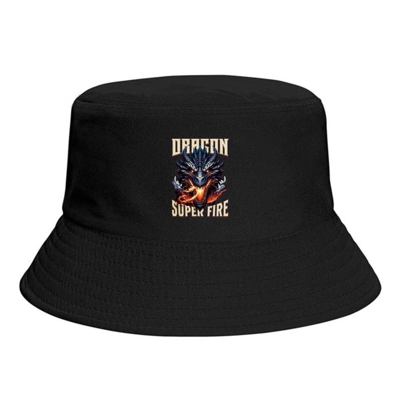 Menacing Dragon Head with Super Fire Flames Bucket Hat