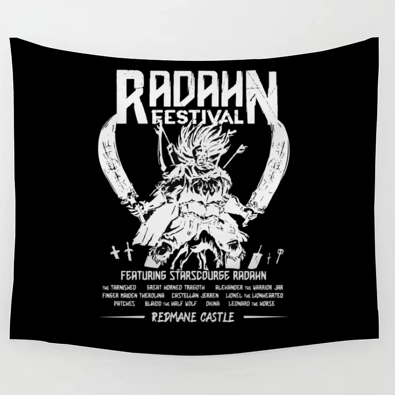 Black and White Manga-Style Festival Poster for Radahn Event Tapestry