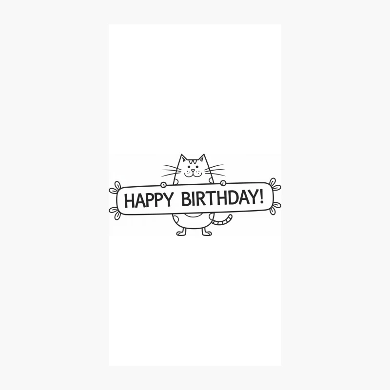 Cute Cartoon Cat Holding Happy Birthday Sign iPhone Case