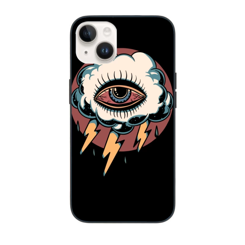 Surreal Eye in a Cloud with Lightning iPhone Case