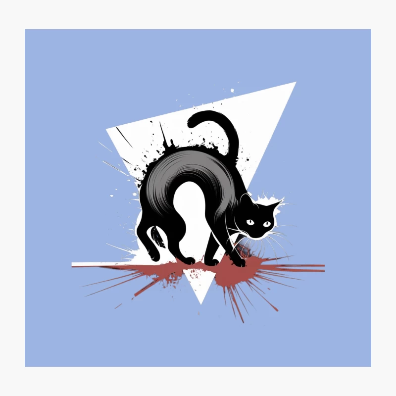 Black Cat in Minimalist Ink Splash Artistic Style Throw Pillow