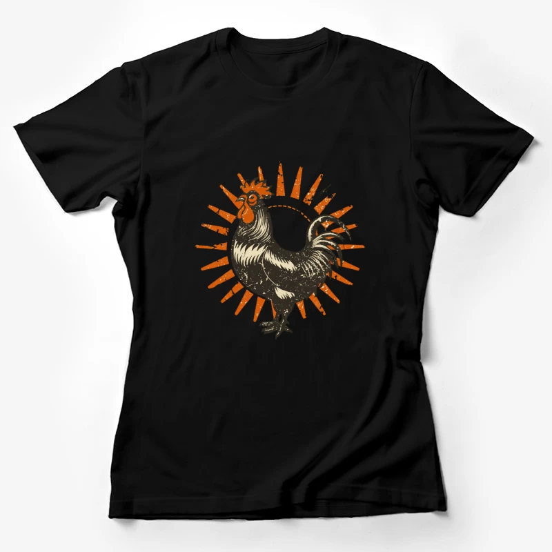 Retro Sun Rooster Female T-Shirt