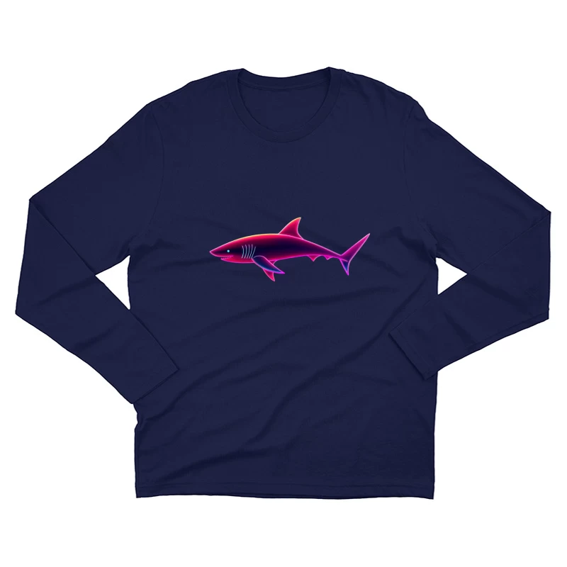 Neon Pink Stylized Shark Digital Art Male Long Sleeve T-Shirt