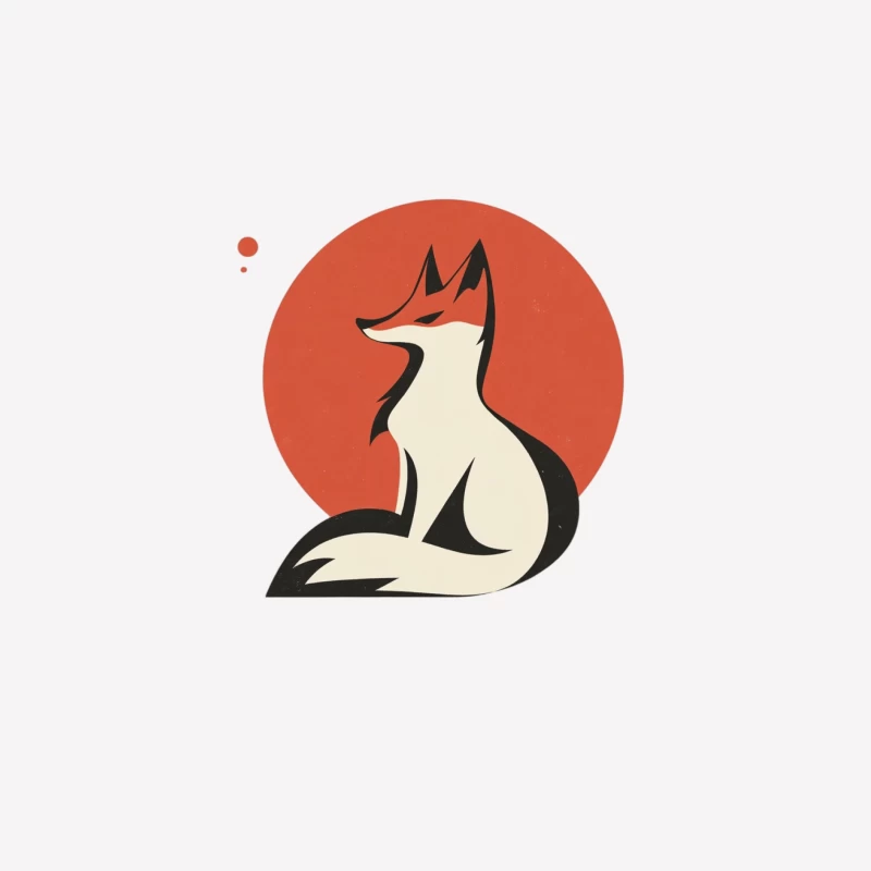 Minimalist Fox Logo Design with Red Circle Background Male T-Shirt