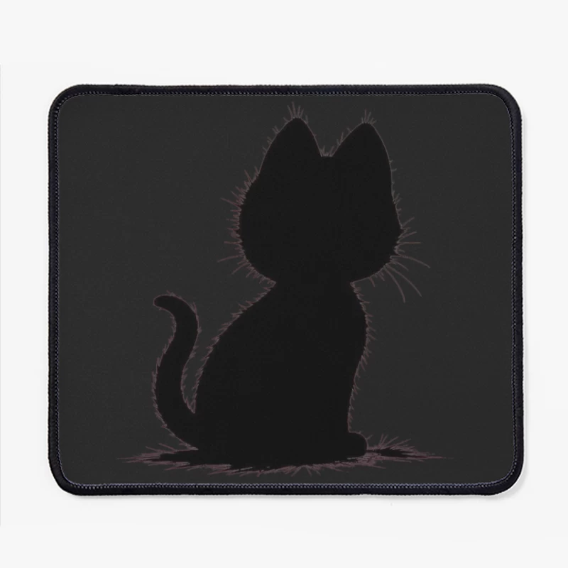 Elegant Black Cat Silhouette Mouse Pad