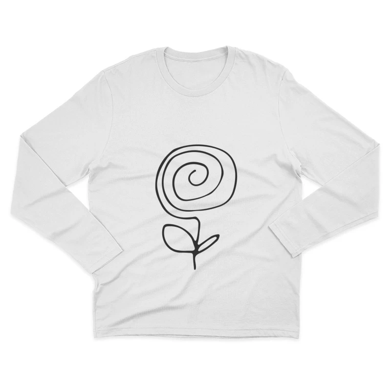 Fleur Stylisée en Spirale Noire Homme Manches Longues T-Shirt