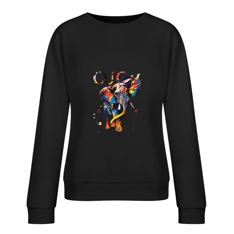 Bunter Elefant mit Künstlerischen Elementen Damen Pullover Sweatshirt