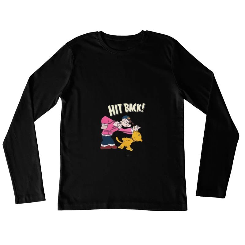 Personnage de bande dessinée frappe chien Femme Manches Longues T-Shirt