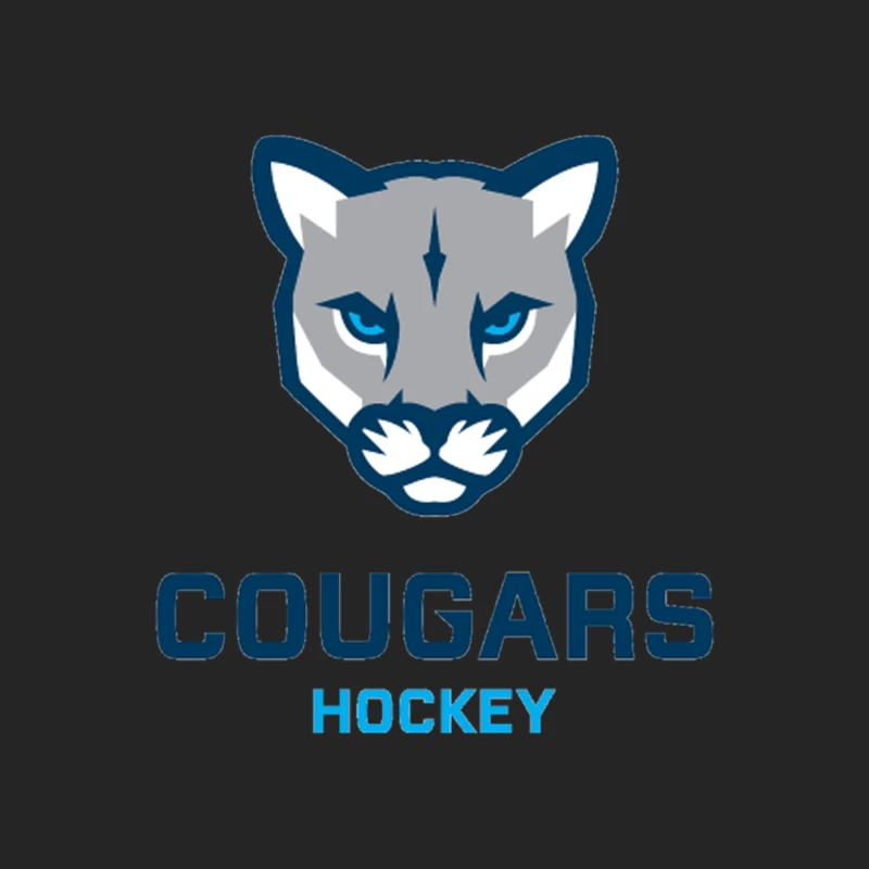 Cougars Hockey Team Logo with Blue and Gray Cougar Head Design Male Pullover Sweatshirt