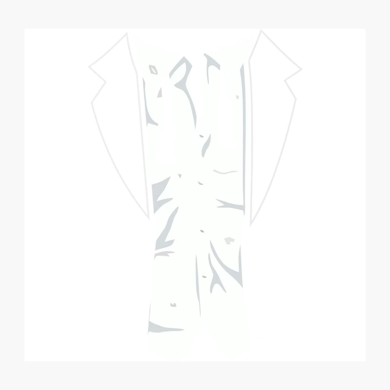 Minimalist Abstract Suit Outline in White and Grey Throw Pillow