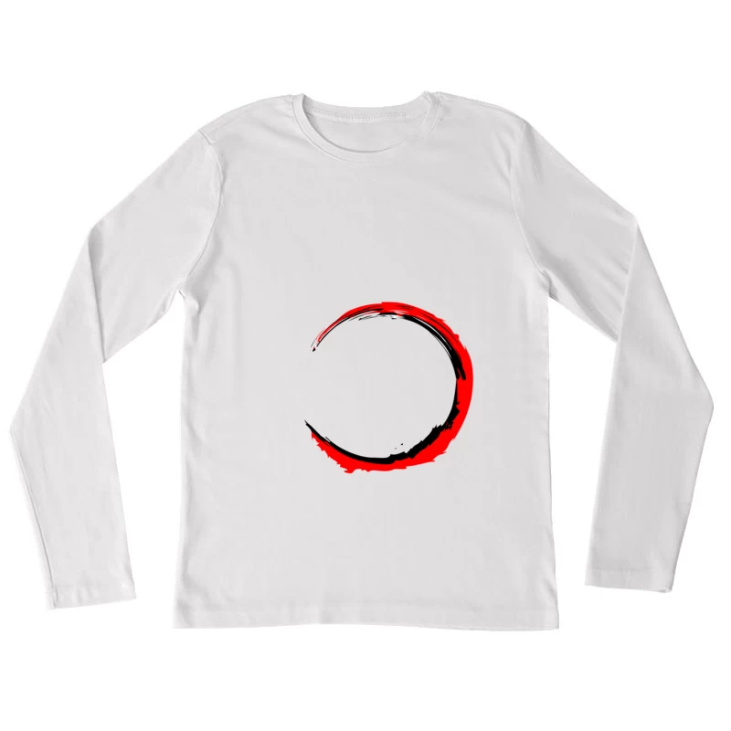 Cercle de pinceau noir et rouge Femme Manches Longues T-Shirt