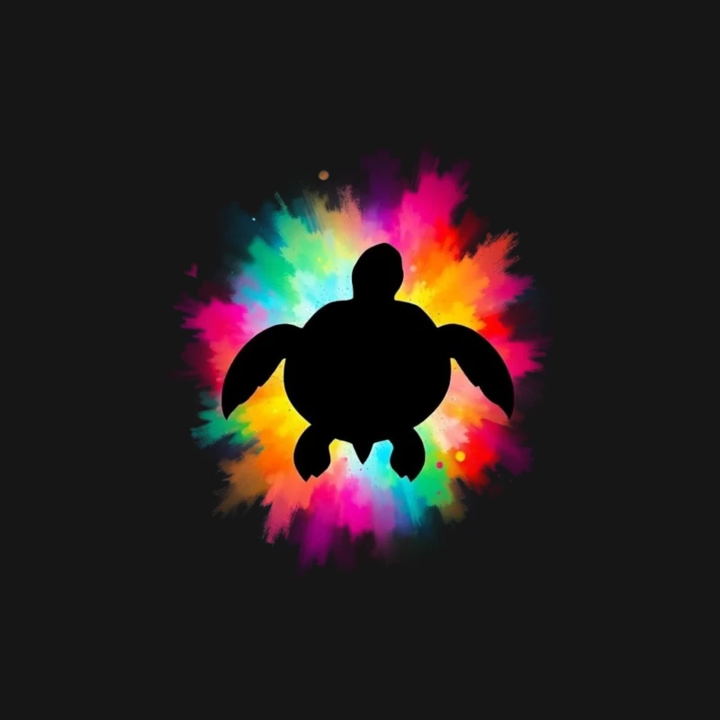Colorful Turtle Silhouette Art Male Long Sleeve T-Shirt