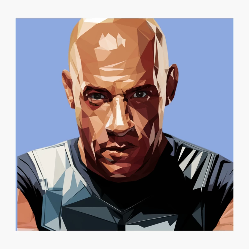 Geometric Portrait of Muscular Bald Man in Athletic Wear Throw Pillow