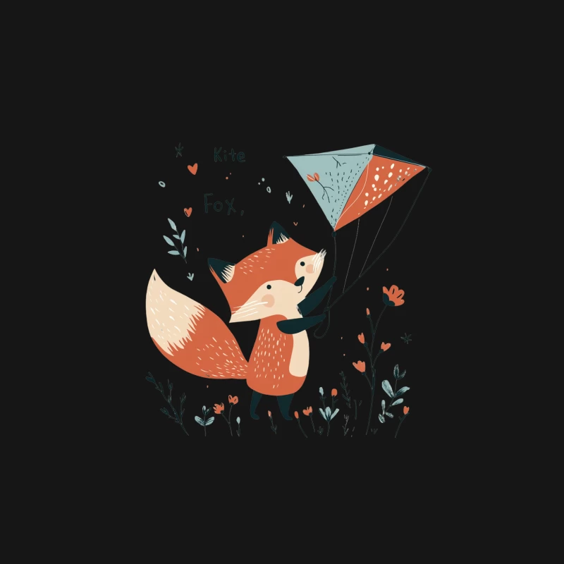 Cute Cartoon Fox Flying a Kite in Nature Male Long Sleeve T-Shirt