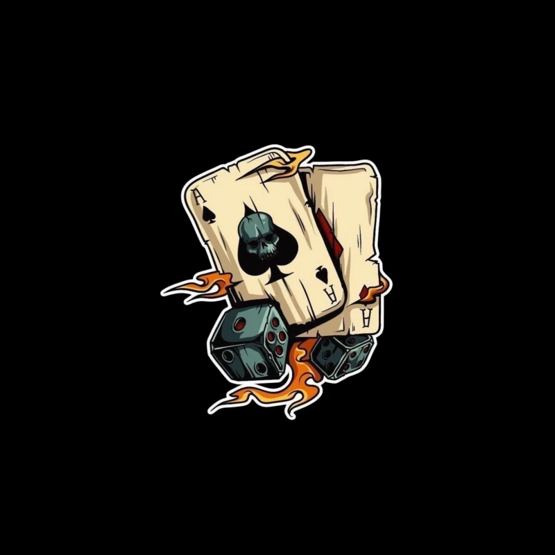 Skull and Playing Cards with Dice iPhone Case