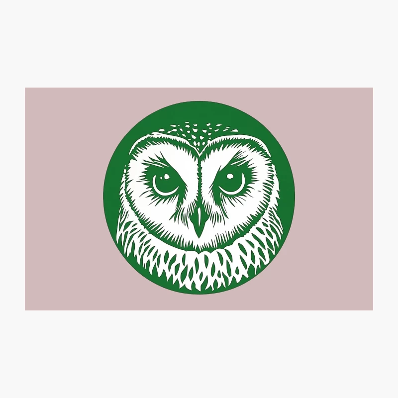 Circular Green and White Owl Logo Design Travel Mug