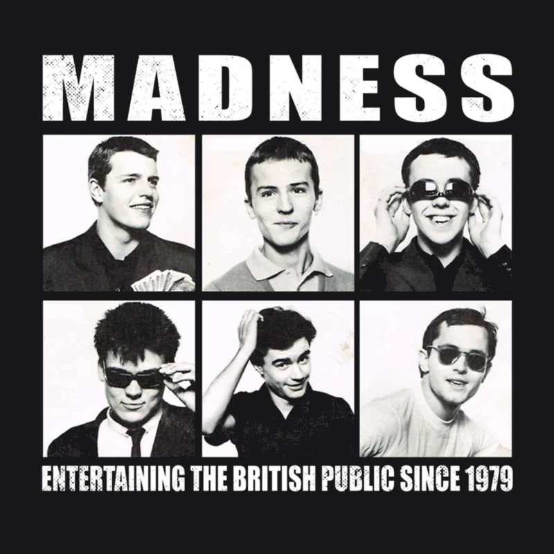 Vintage Portrait Collection of British Ska Band Madness - Since 1979 Male Pullover Hoodie