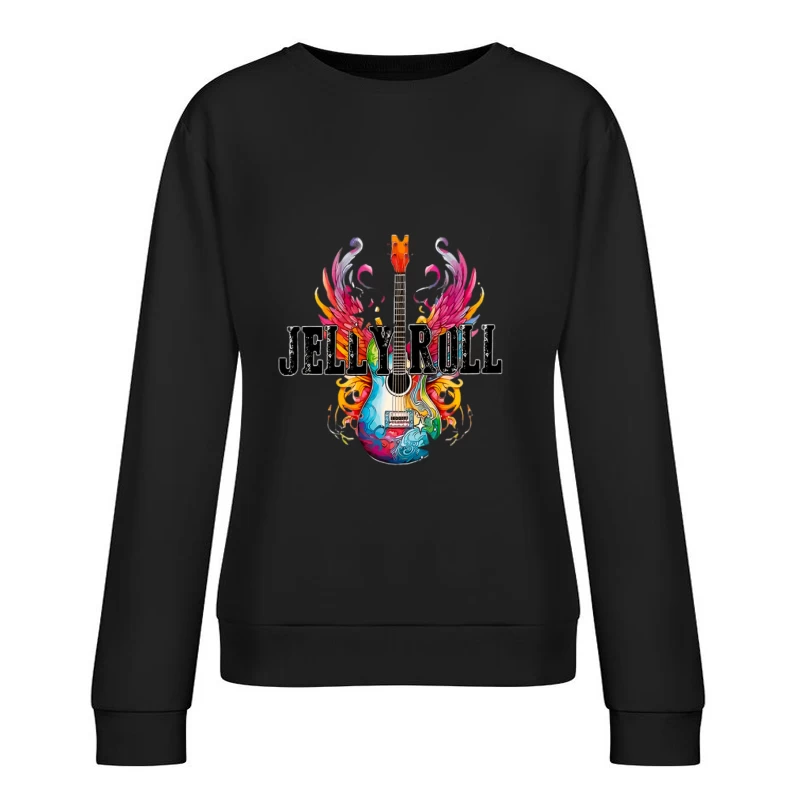 Bunte E-Gitarre mit Flügeln Damen Pullover Sweatshirt